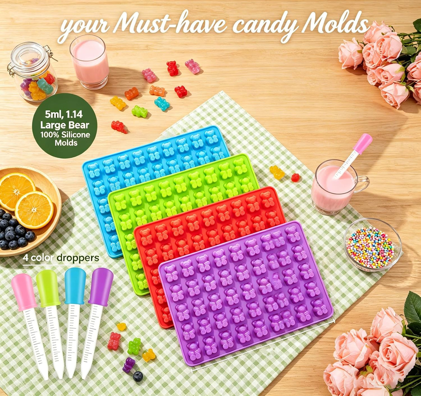 Reusable Non-Stick Silicone Baking Cups, Food Grade BPA Free Cupcake Muffin Liners, Oven & Dishwasher Safe Easy Release, Multicolor Rainbow, 24 Pack, for Muffins Cupcakes