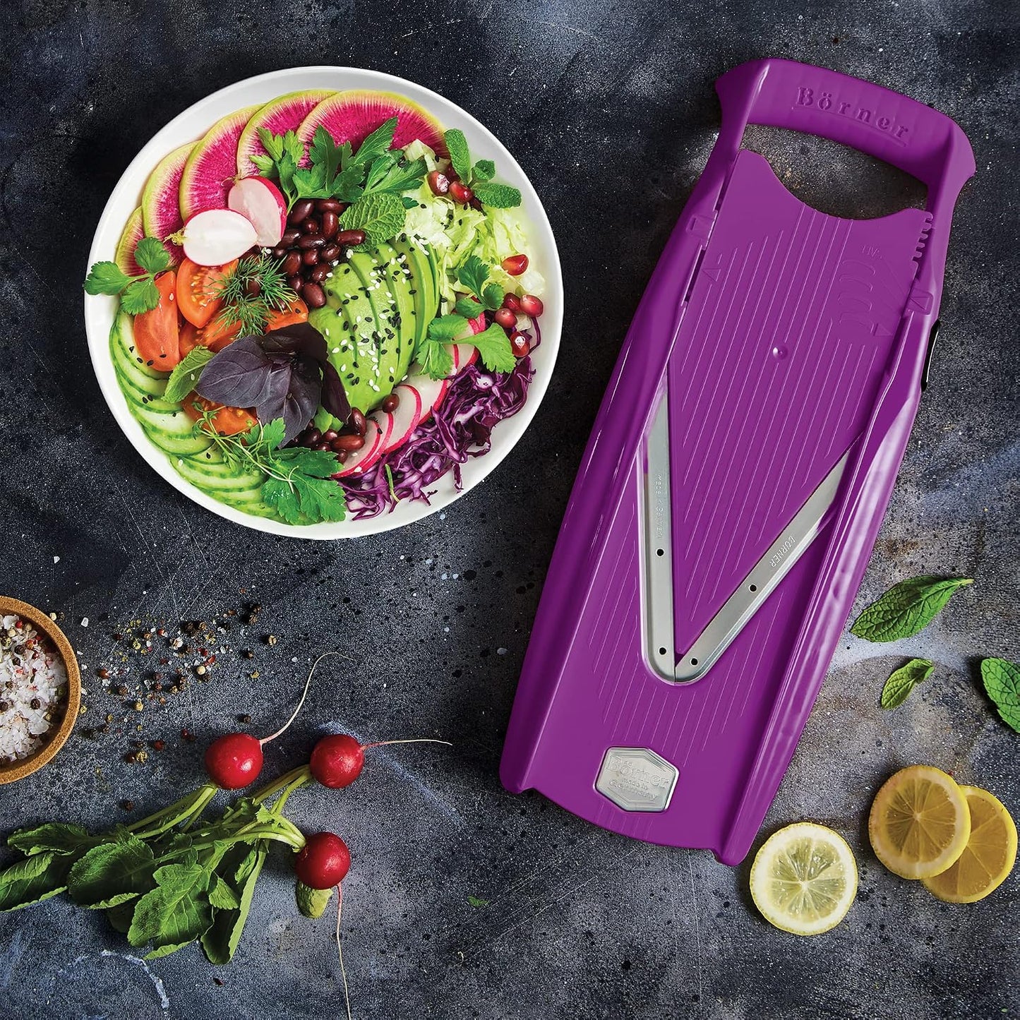 Börner Mandoline Slicer V5 (Basic Set) • Vegetable V-Slicer for Slices in 4 Thickness Settings • Stainless Steel V-Blade • Adjustable Kitchen Slicer for Vegetables & Fruits • Color: Green