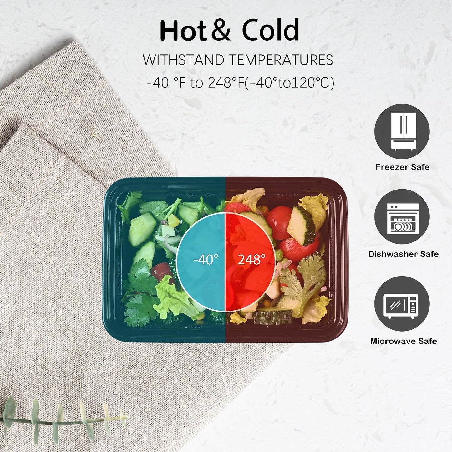 LOKATSE HOME Meal Prep Containers 48 pack 1 Compartment with Lids, Food Storage Bento Stackable Reusable Lunch Boxes, BPA-Free Microwave/Dishwasher/Freezer Safe(38 oz)