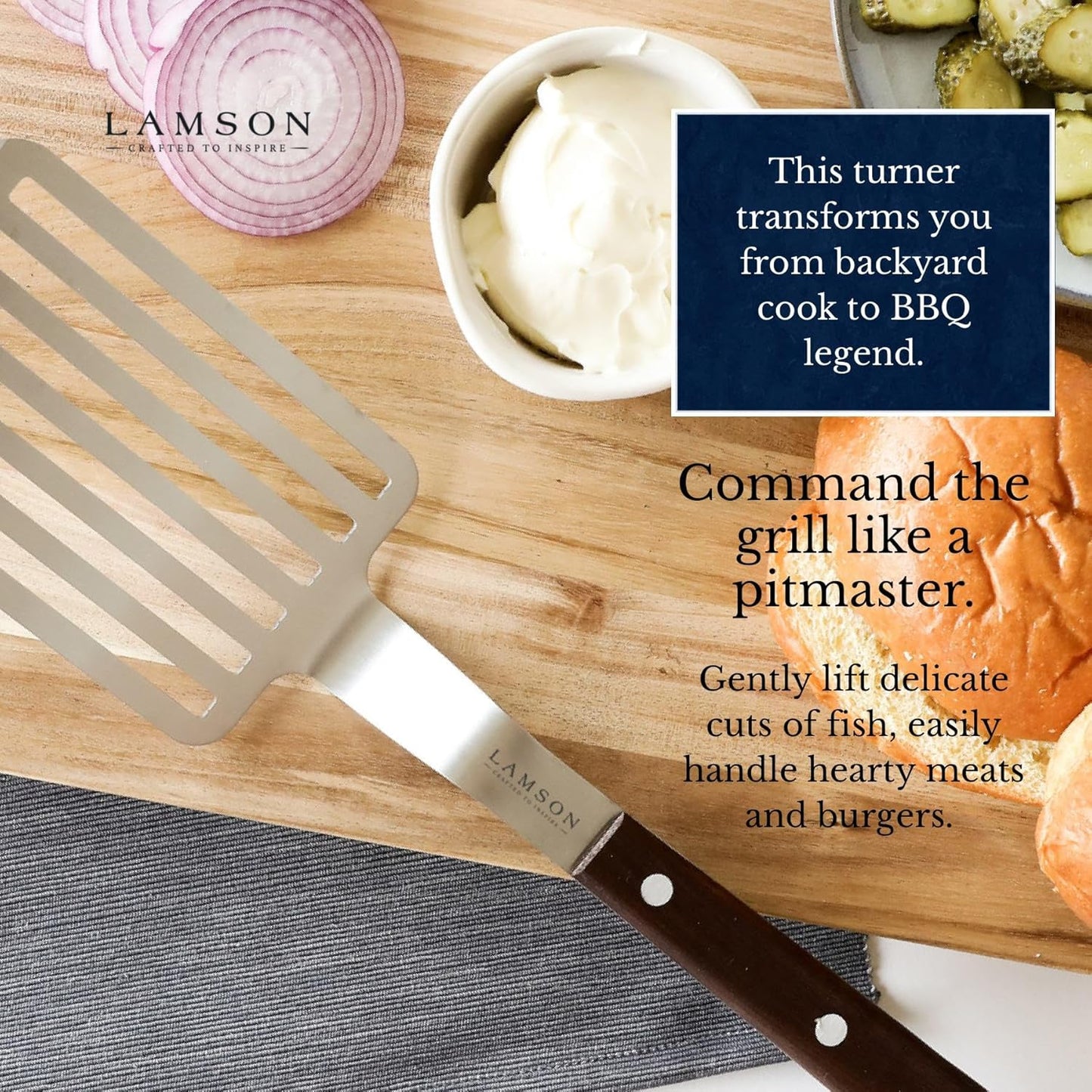 Lamson Metal Spatula Slotted Turner - 3' x 6" Stainless Flipper with Ultra Durable Handle, Right-Hand - Chef's Frying Fish Turner, Metal Grilling Spatula