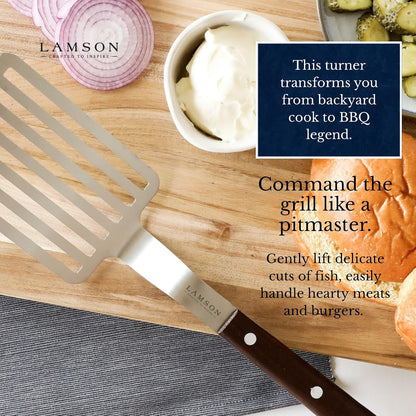 Lamson Fish Spatula, Slotted Metal Turner, 3 x 6 In, Right Hand | Ultra Durable composite handle, dishwasher safe; flexible stainless blade; a dedicated left-handed model is available