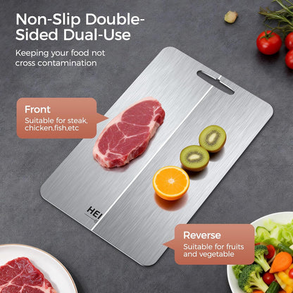 Titanium Cutting Board Set of 3, 100% Pure Titanium Cutting Boards for Kitchen, Non-Toxic, Double-Sided Chopping Boards for Raw & Cooked Food, Handles Included, Dishwasher Safe(S+M+L)