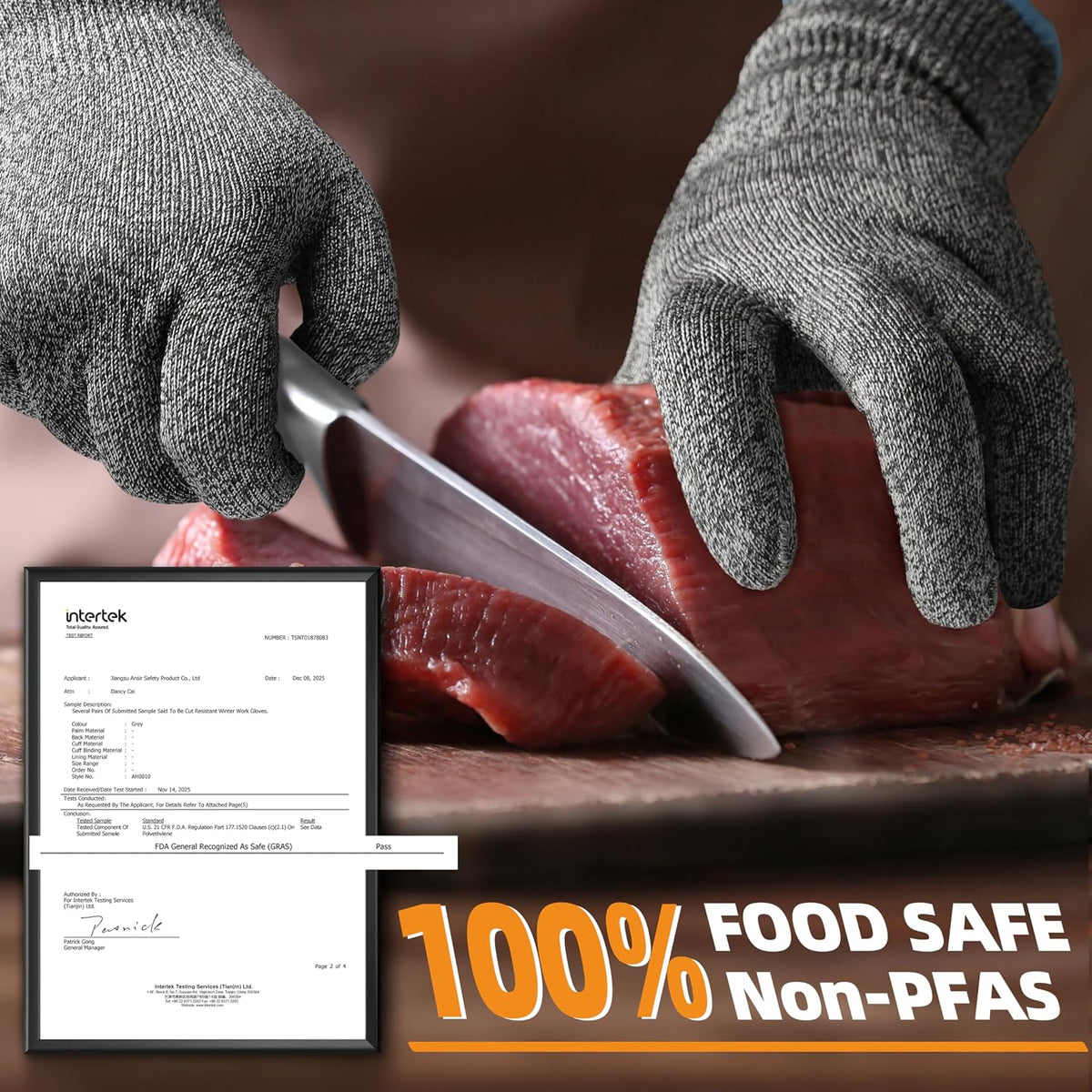 Schwer SlicePro ANSI Cut Resistant Gloves, Food Grade Cutting Glove for Kitchen Food Prep, Mandoline Gloves for Meat Cutting, Oyster Shucking, Fish Fillet Processing, PR1501-G, L