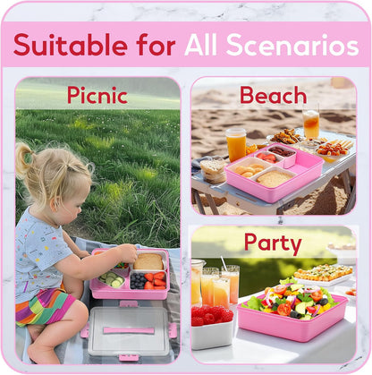 Snackle Box Container for Adults, 11 in 1 Divided Serving Tray Snack Box Containers with Stackable Compartment and Handle, Customizable Charcuterie Boxes Portable Snack Platter for Party Travel, Brown
