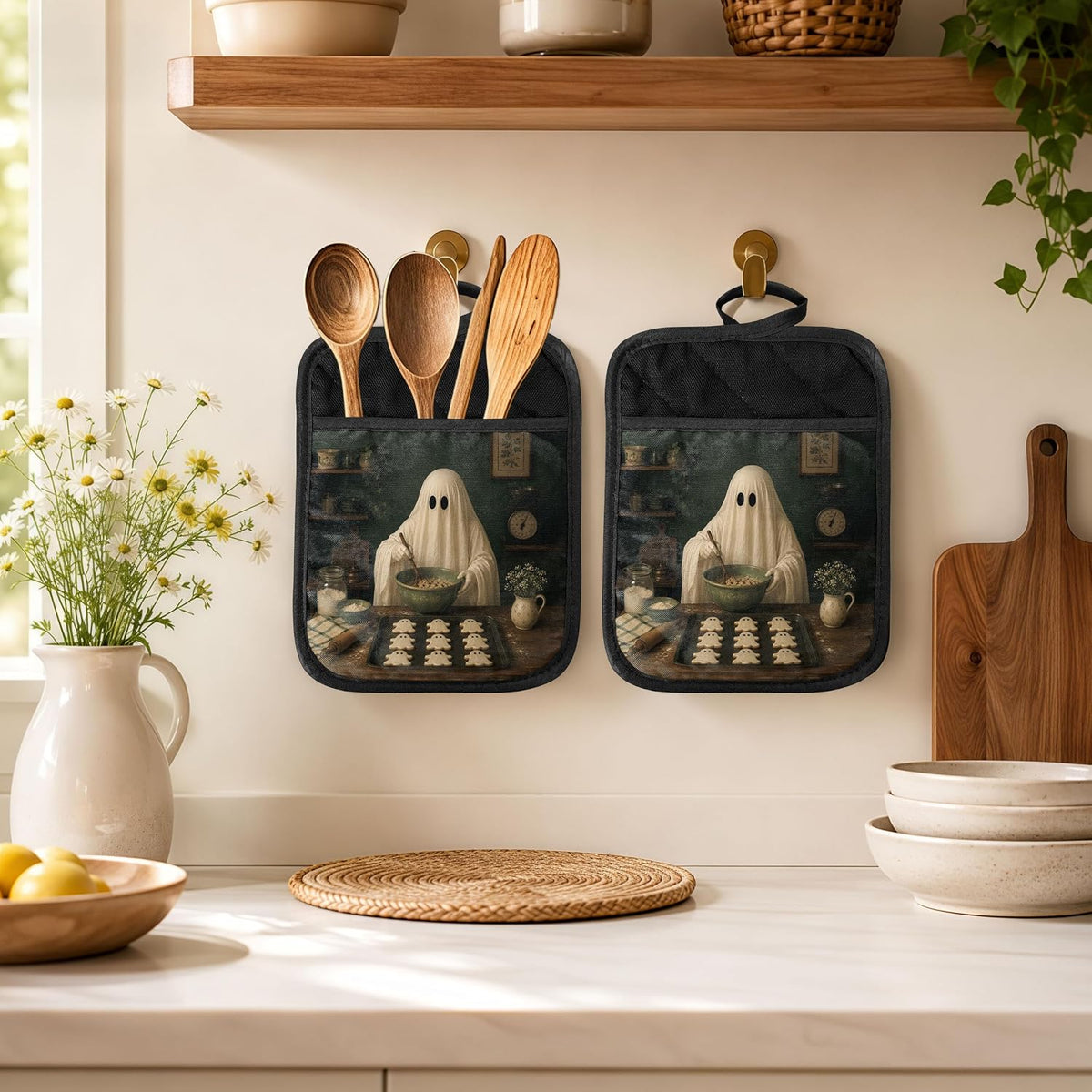 Gothic Cooking Skeleton Chef Pot Holders Heat Resistant