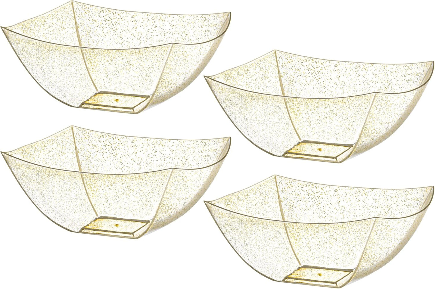 Posh Setting - White Plastic Square Serving Bowls for Party (16oz - 4 Pack), Disposable & Candy Containers for Party Table & Buffet