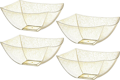 Posh Setting - White Plastic Square Serving Bowls for Party (16oz - 4 Pack), Disposable & Candy Containers for Party Table & Buffet
