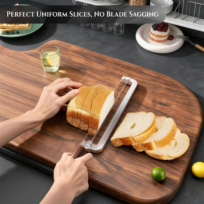 Adjustable Bread Knife for Homemade, Thickness Guide, Raised Handle, Right