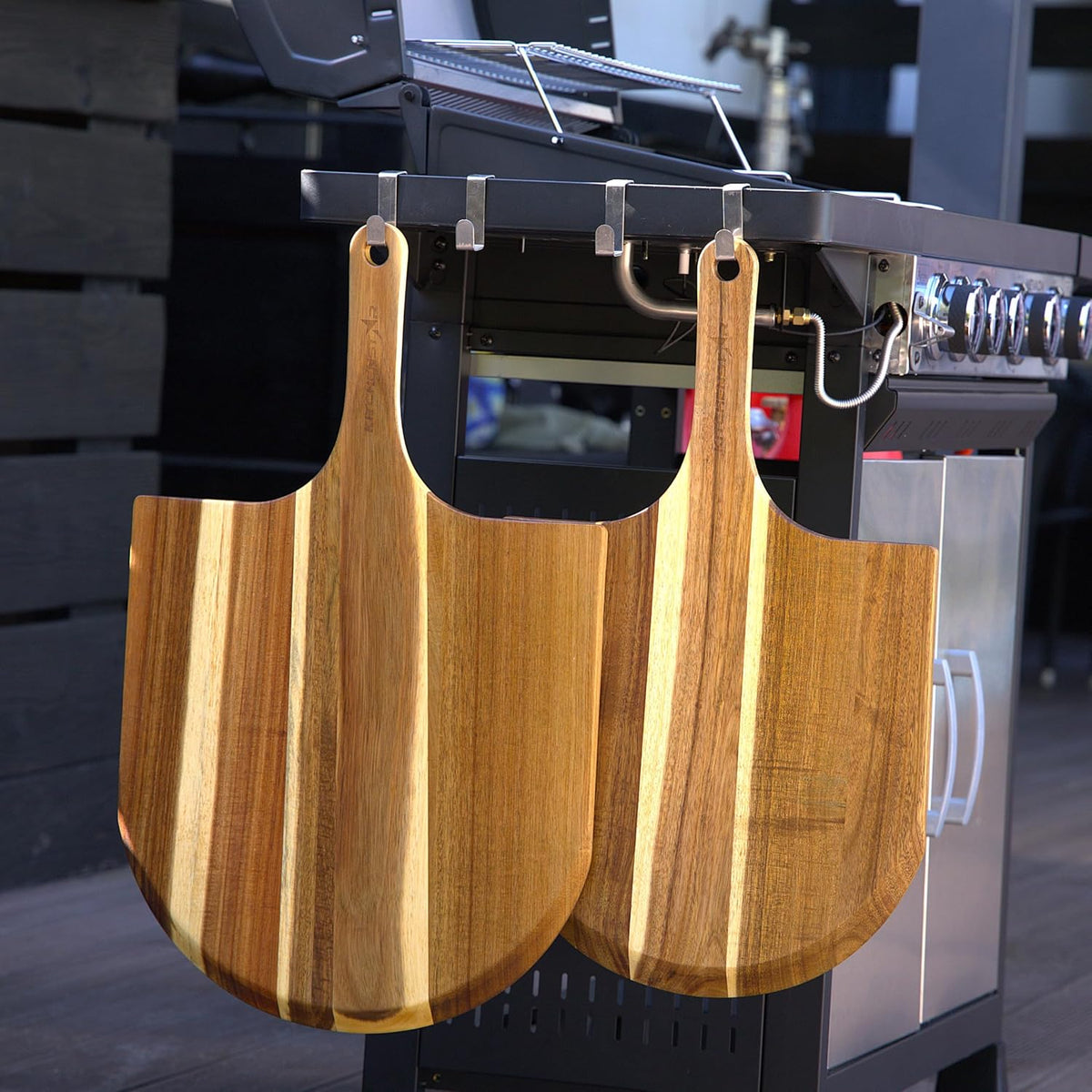 16-Inch Wooden Pizza Peel, X-Large Paddle, Cutting & Serving Board w Handle