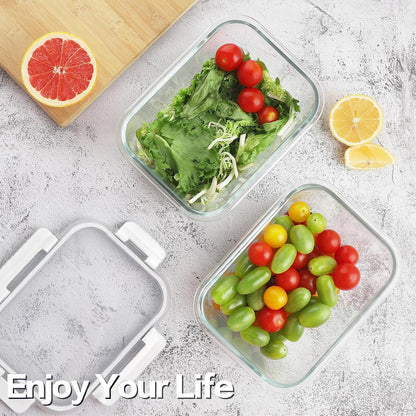 10 Pack Borosilicate Glass Meal Prep Containers with Locking Lids, Glass Food Storage Containers Set, Airtight Lunch Bento Boxes, BPA-Free & Leak Proof, 36oz & 14oz, Freezer, Oven Safe-Pink