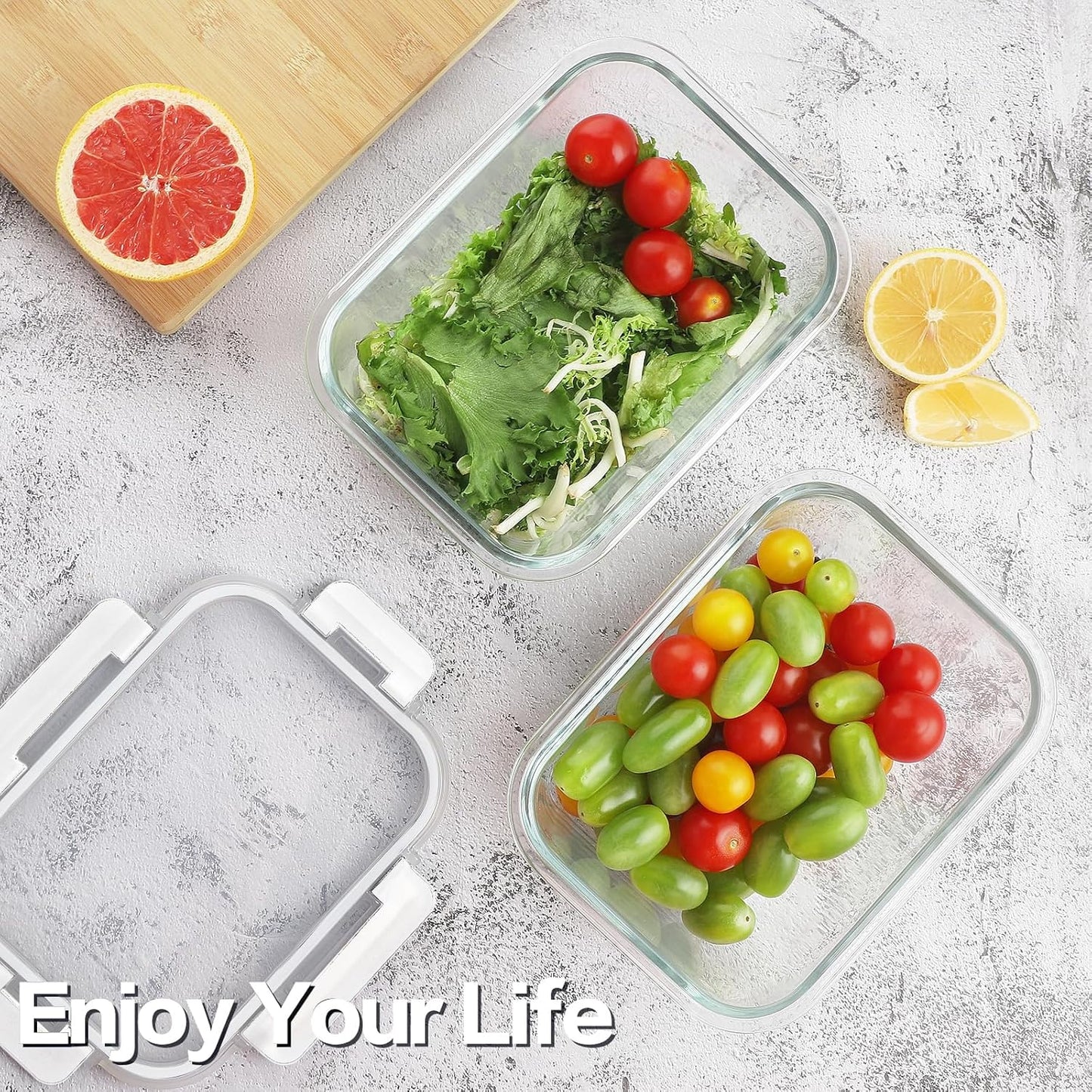 8 Pack 36oz Large Glass Meal Prep Containers with lids, Glass Food Storage Containers with Leak Proof Snap Lock Lids , Airtight Bento lunch Boxes, Kitchen Storage, Oven, Freezer and Dishwasher Safe