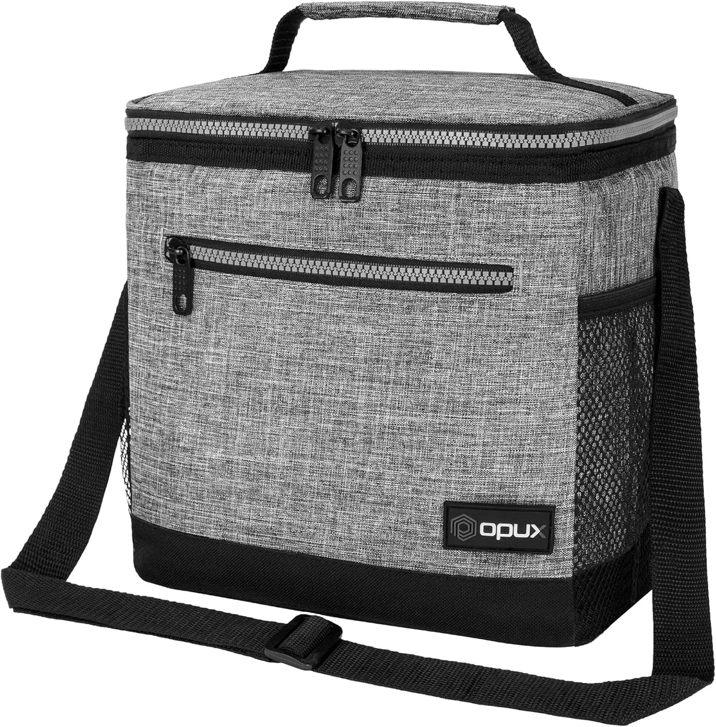 opux Insulated Lunch Box Men Women, Lunch Bag for Work School, Leakproof Soft Cooler Tote Adult, Large Lunch Pail Kids Boys Girls, Picnic Beach Food Bag with Shoulder Strap, Purple Floral