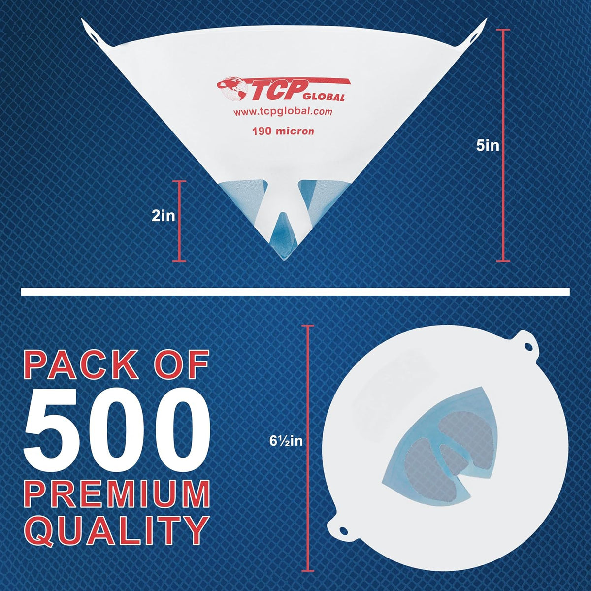 TCP Global - 190 Micron Filter Tips Ultra-Fine Paint Strainer