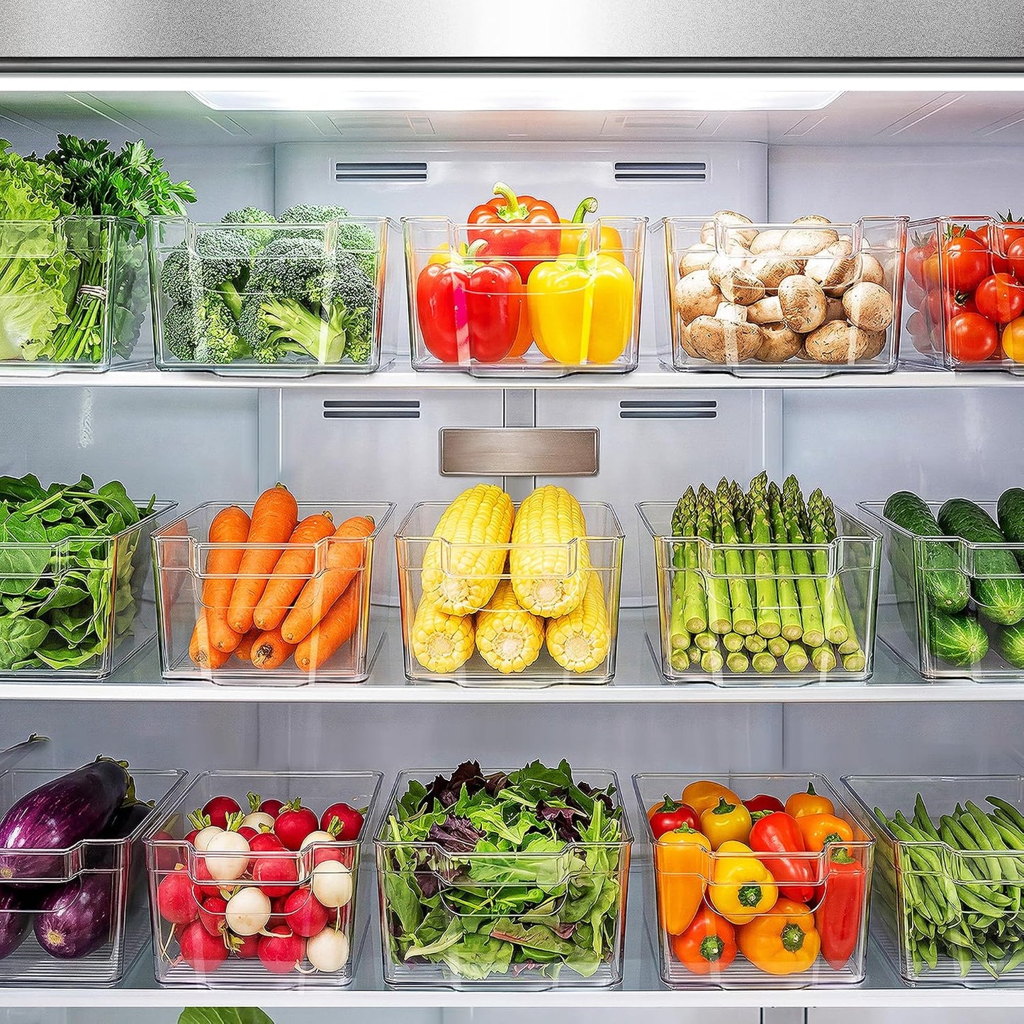 Zulay Kitchen 4 Pack Refrigerator Organizer Bins – Large Clear Fridge Storage Containers with Built-In Handles & Non-Slip Feet - Ideal Fridge Organizers, Kitchen Cabinets, Pantry Organization