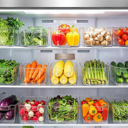 Zulay Kitchen 4 Pack Refrigerator Organizer Bins – Large Clear Fridge Storage Containers with Built-In Handles & Non-Slip Feet - Ideal Fridge Organizers, Kitchen Cabinets, Pantry Organization