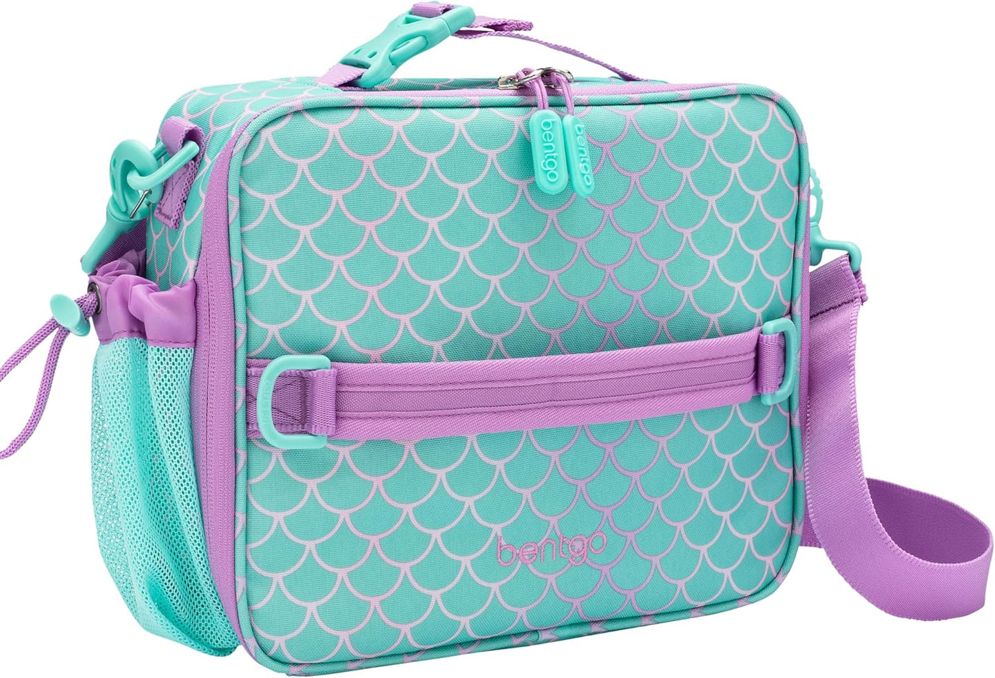 Bentgo Kids Lunch Bag - Durable, Double-Insulated Lunch Bag for Kids 3+; Holds Lunch Box, Water Bottle, & Snacks; Easy-Clean Water-Resistant Fabric & Multiple Zippered Pockets (Mermaid)