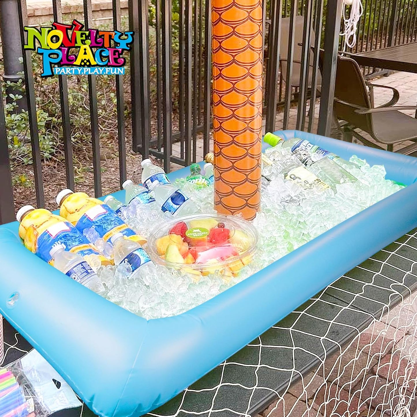 Novelty Place Inflatable Ice Serving Tray Buffet Bar with Drain Plug - Salad Food & Drinks Inflatable Cooler for Party Picnic and Camping (Pack of 1)