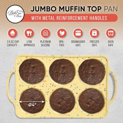 2-Pack Silicone Muffin Pan Set – Regular 12 Cup & Mini 24-Cup Silicone Muffin Pans for Baking – Nonstick Silicone Cupcake Pan with Metal-Reinforced Handles – BPA-Free, Dishwasher-Safe, Cream