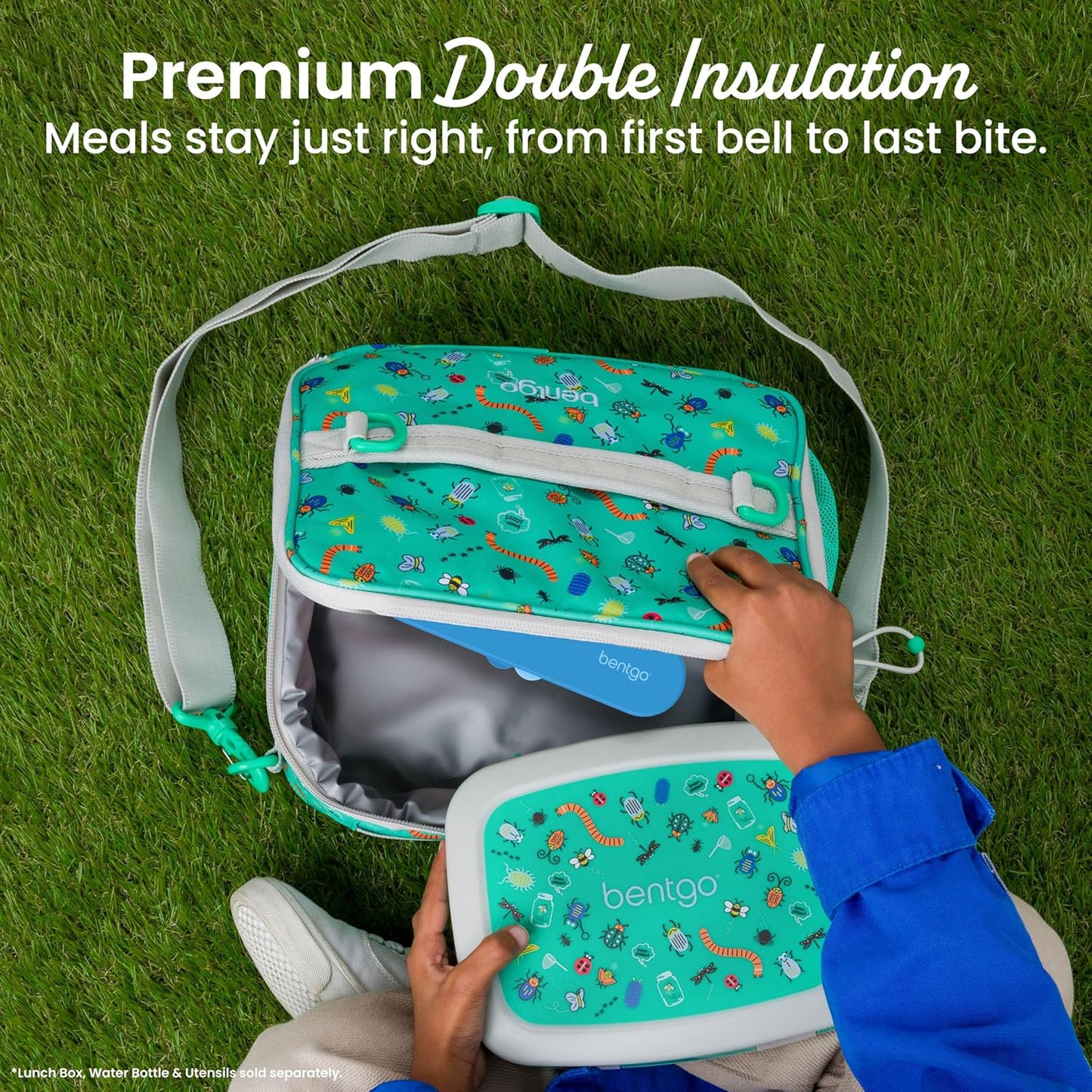 Bentgo Kids Lunch Bag - Durable, Double-Insulated Lunch Bag for Kids 3+; Holds Lunch Box, Water Bottle, & Snacks; Easy-Clean Water-Resistant Fabric & Multiple Zippered Pockets (Mermaid)