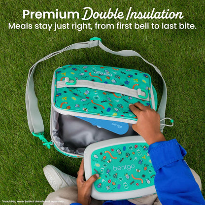 Bentgo Kids Lunch Bag - Durable, Double-Insulated Lunch Bag for Kids 3+; Holds Lunch Box, Water Bottle, & Snacks; Easy-Clean Water-Resistant Fabric & Multiple Zippered Pockets (Mermaid)