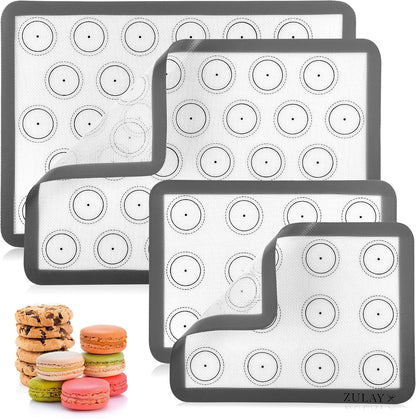 Zulay Kitchen Silicone Baking Mat – 16.5"×11.6" BPA-Free Reusable Baking Sheet, Heat Resistant 480°F – Non-Slip Border, Perfect for Cookies, Bread, Pastries & Oven Use - (Dark Gray)