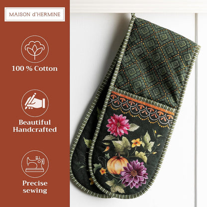 Maison d' Hermine 100% Cotton Oven Mitt & Pot Holder Set (7.5"x13" & 8"x8") - Colors C