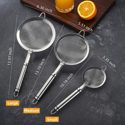 Fine Mesh Strainer with Handle Tea Sifter Stainless Steel Sieve