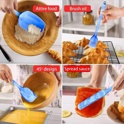 Silicone Marbled Spatula Set of 6, Black | 446F Heat-Resistant, One-Piece Steel Core, Non-Stick, Dishwasher Safe