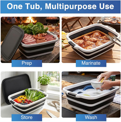 3pcs Barbecue Prep Tub, BBQ Blanket, Meat Shredder Claws | Collapsible 3 in 1 Cutting Board with Colander & Dish Basin, Insulated 21" Meat Resting Bag, Barbecue Grilling Accessories