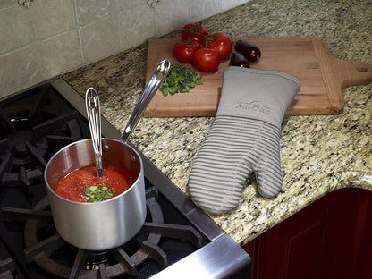 All-Clad Silicone Oven Mitts: Heat Resistant up to 500 Degrees - 100% Cotton & Silicone, 14"x7" Oven Mitt for Kitchen and Barbeque, Pewter