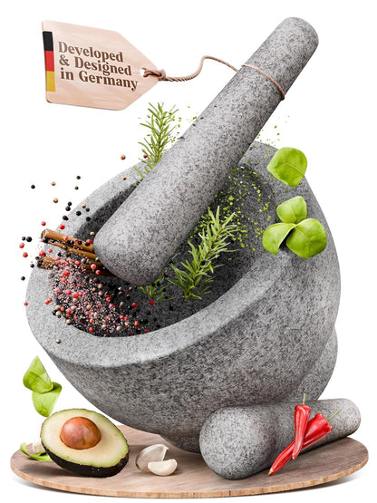 ChefSofi Mortar and Pestle Set (Gray, 2-Cups)