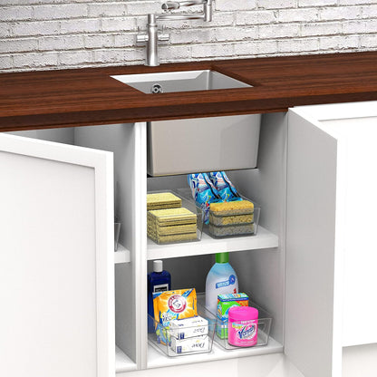 Simple Houseware 4 Pcs Pantry Clear Bin Storage Organizer, 14" x 7" x 3.75"