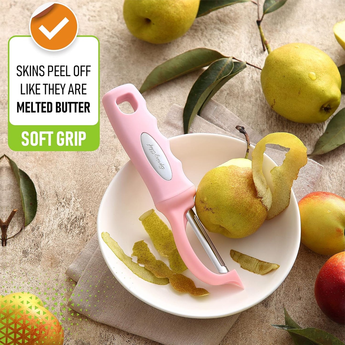 Spring Chef Premium Swivel Vegetable Peeler, Soft Grip Handle and Ultra Sharp Stainless Steel Blades - Perfect Kitchen Peeler For Veggie, Fruit, Potato, Carrot, Apple - Mango