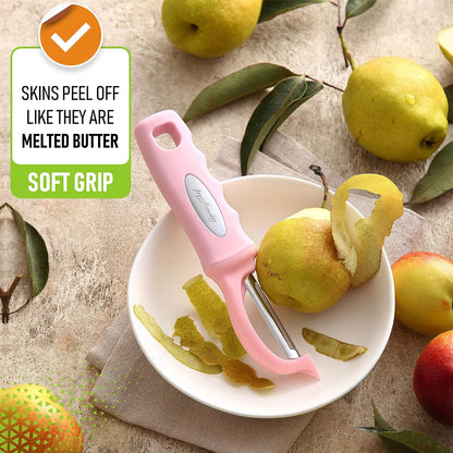 Spring Chef Premium Swivel Vegetable Peeler, Soft Grip Handle and Ultra Sharp Stainless Steel Blades - Perfect Kitchen Peeler For Veggie, Fruit, Potato, Carrot, Apple - Mango