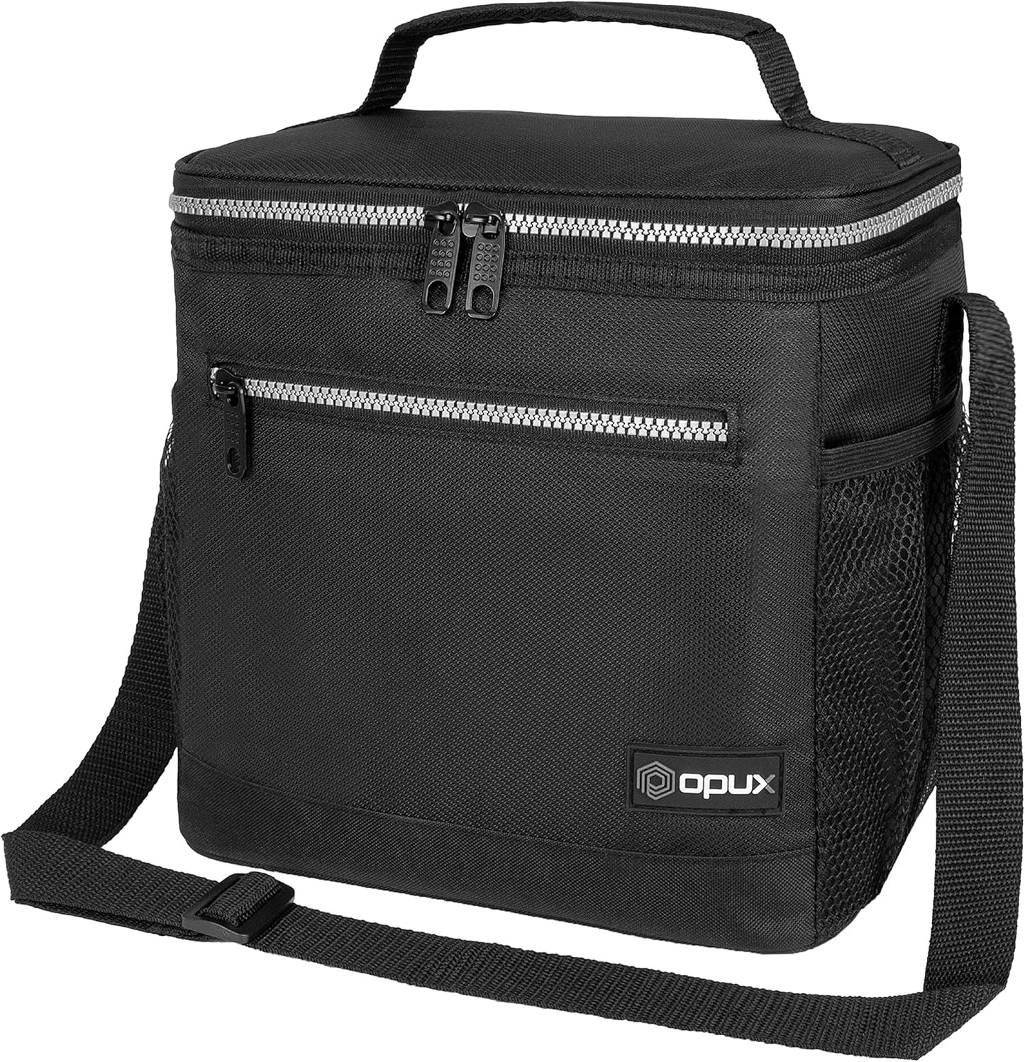opux Insulated Lunch Box Men Women, Lunch Bag for Work School, Leakproof Soft Cooler Tote Adult, Large Lunch Pail Kids Boys Girls, Picnic Beach Food Bag with Shoulder Strap, Purple Floral