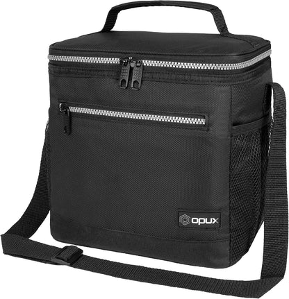 opux Insulated Lunch Box Men Women, Lunch Bag for Work School, Leakproof Soft Cooler Tote Adult, Large Lunch Pail Kids Boys Girls, Picnic Beach Food Bag with Shoulder Strap, Purple Floral