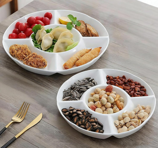 2 Pack Plastic Serving Trays for Party - Party Trays for Serving Food - 12 Inch Trays and Platters - Veggie Tray Platter/Divided Serving Tray