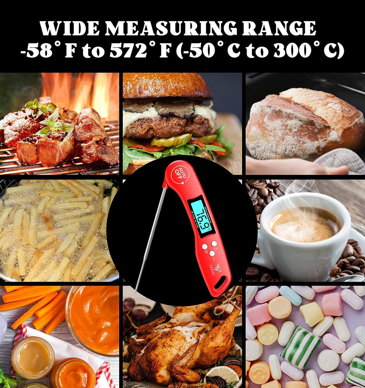 DOQAUS Meat Thermometer Digital – Instant Read Food Thermometer for Cooking