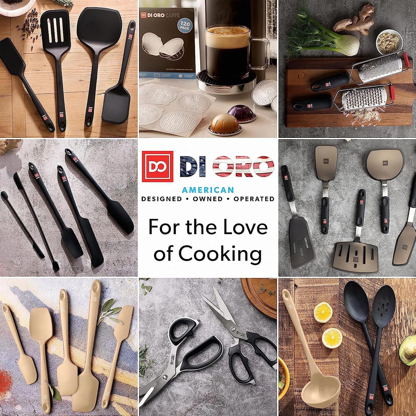 DI ORO Silicone Spatula Set - Rubber Kitchen Spatulas for Baking, Cooking, & Mixing - 600°F Heat-Resistant & BPA Free Silicone Scraper Spatulas for Nonstick Cookware - Dishwasher Safe (4pc, Black)
