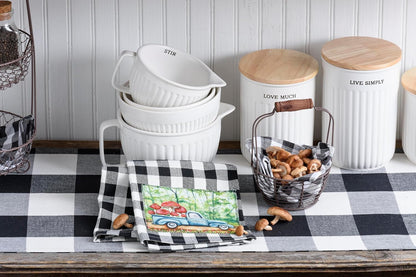 Primitives by Kathy Ribbed Texture Stoneware Batter Mixing Bowl (Stir), 7" x 5.25" x 3.25", White