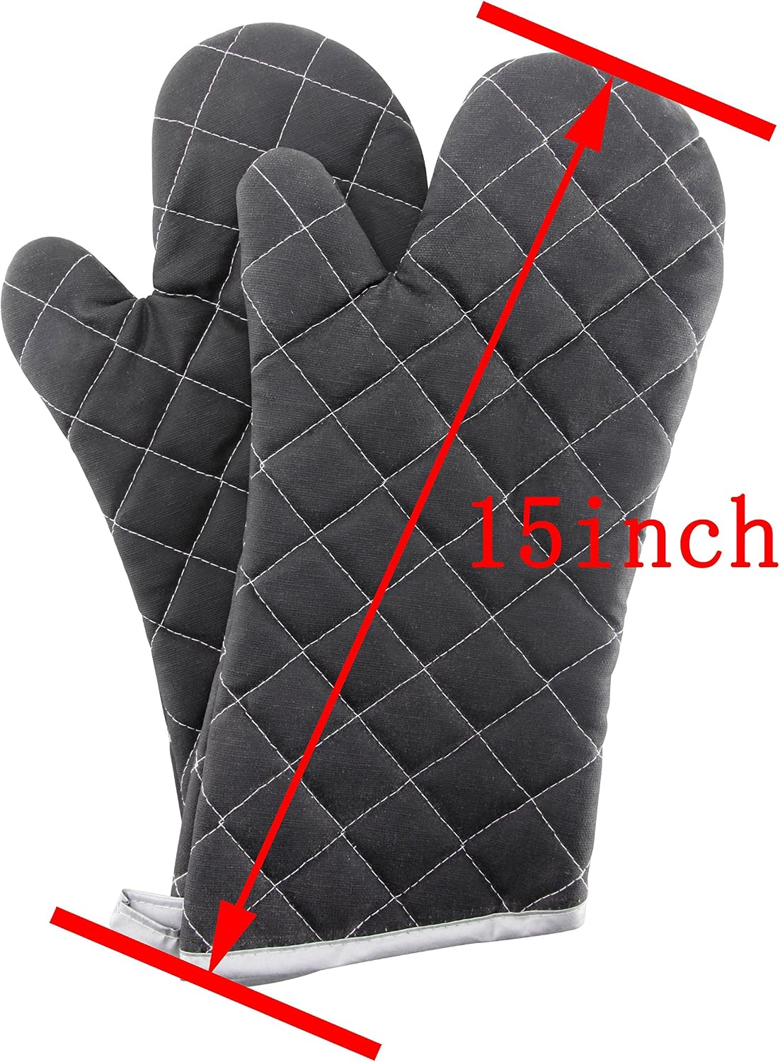 ARCLIBER Grey 13" Quilted Oven Mitts 1 Pair Flame Heat Resistant