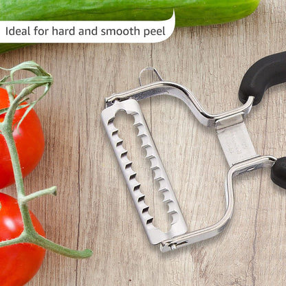 Lurch Germany Julienne Vegetable Y Peeler 5.1 x 2.3 Inches / 13 cm x 6 cm | Stainless Steel Cutter & Slicer for Carrot, Potato & Apple | Veggie Zoodles Maker | Non-slip Comfortable Handle - Black