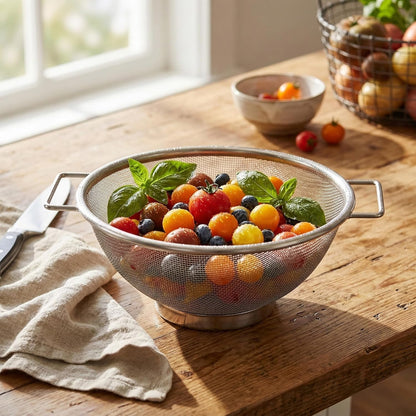 Kitchen Details Stainless Steel Fine Mesh Strainer 9 Inch | Large Wire Mesh Kitchen Sieve | Food Strainer Colander for Pasta Rice Quinoa