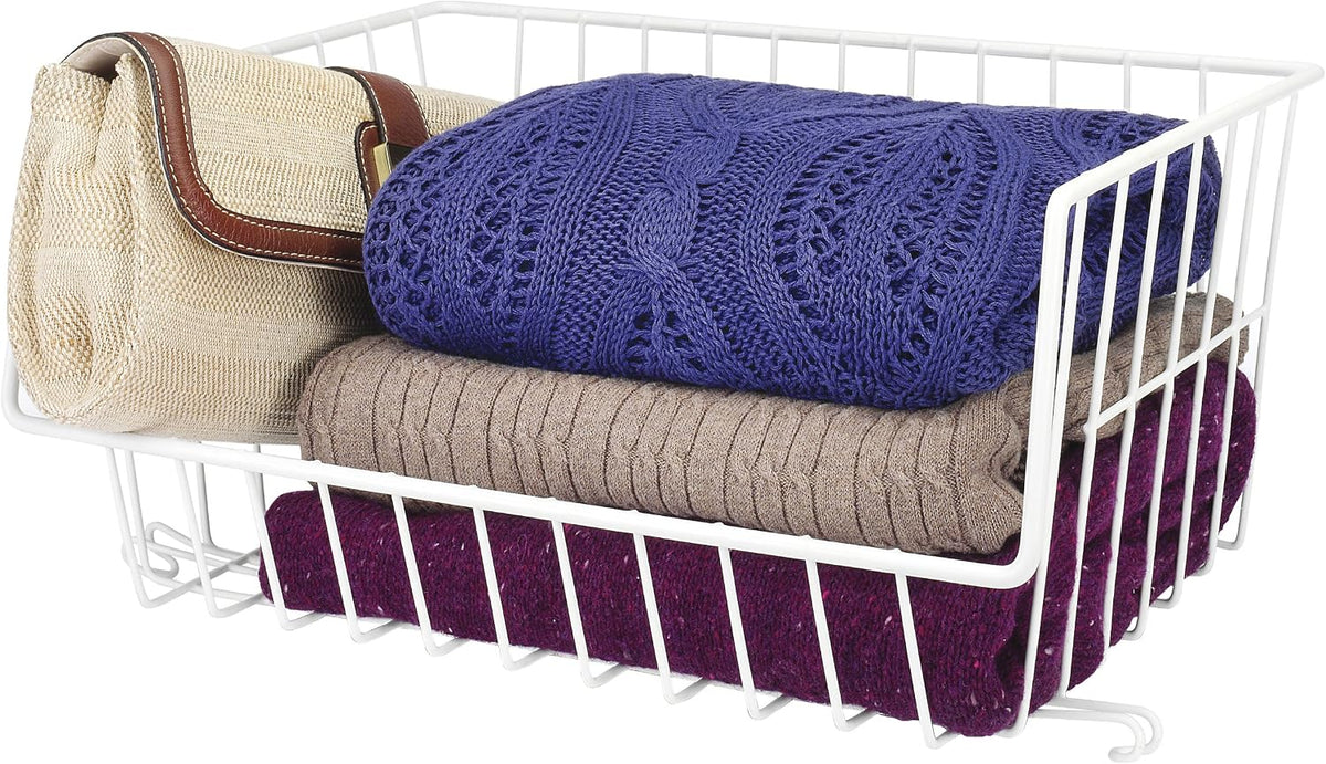 Whitmor Wire Stackable Basket, White