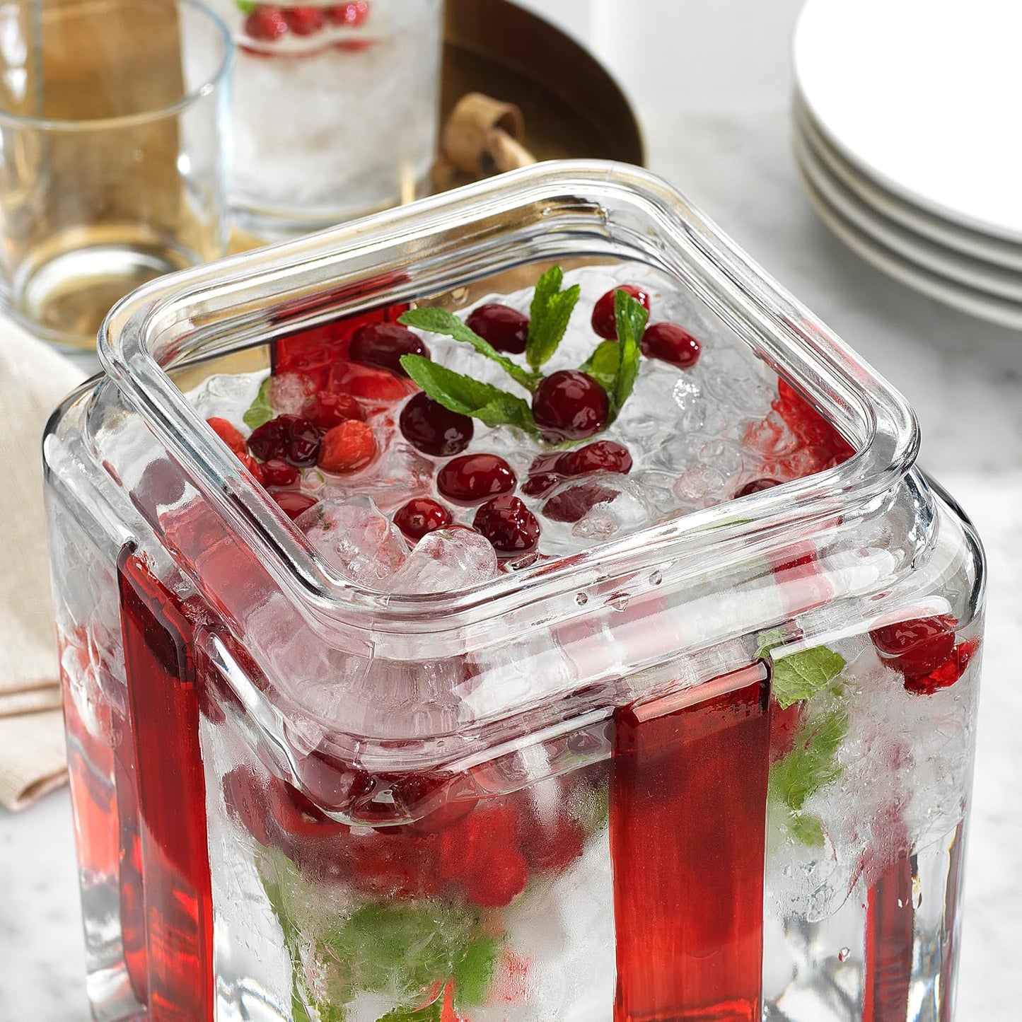 3 Gallon Classic Ice Cold Clear Glass Mason Jug Drink Beverage Dispenser Durable On Galvanized Stand With Leak Free Spigot-Easy Filling For Outdoor, Parties & Daily Use Lid