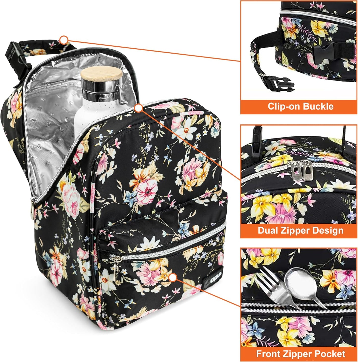 opux Lunch Box for Girls Boys Kids, Insulated Leakproof Lunch Bag, Reusable Teen Lunch Boxes for School, Medium Large lunchbox for Women Men Adult for Work with Front Back Pocket (Purple)