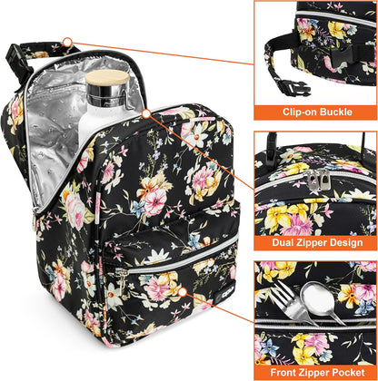 opux Lunch Box for Girls Boys Kids, Insulated Leakproof Lunch Bag, Reusable Teen Lunch Boxes for School, Medium Large lunchbox for Women Men Adult for Work with Front Back Pocket (Purple)