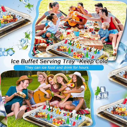 Leitee Inflatable Serving Bar with Drain Plug 52 x 24 x 5'' Inflatable Ice Serving Buffet Bar for Party Food Cooler Buffet Drink(Black,Basic Style)