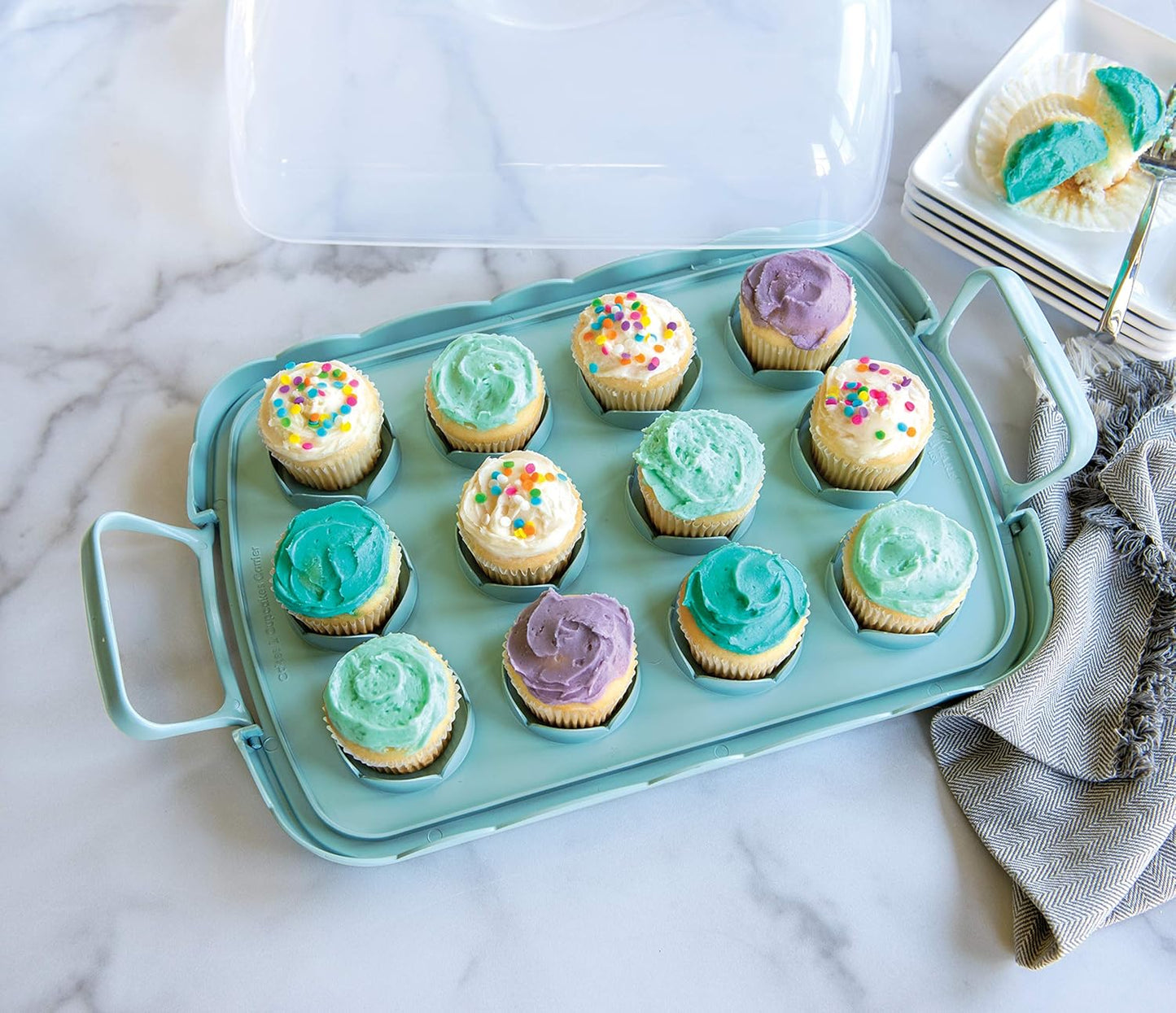 Nordic Ware Cakes and Cupcakes Carrier, Blue