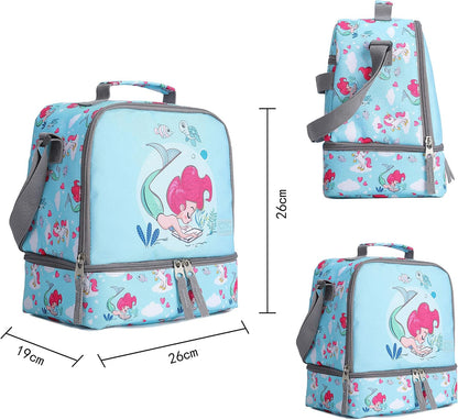 Tilami Lunch Bags Insulated Adjustable Strap Zipper, Two Compartments Cooler Bags, Bento Bags for Kids Toddlers (Blue)